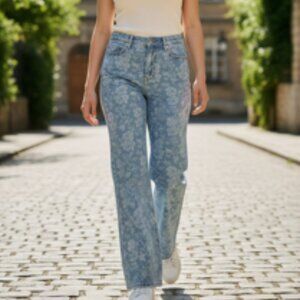 NEW Paige Jeans Women’s Pants Sz 38 Sonja Floral Wide Leg Trousers NWT